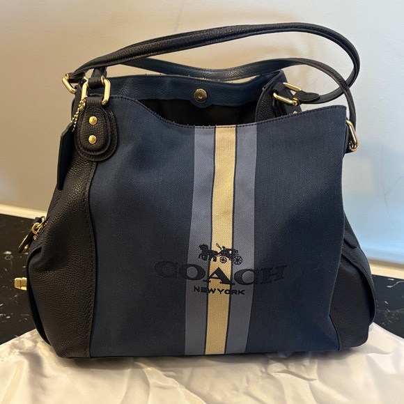 Coach Blue and Gold Shoulder Bag - Picture 1 of 9